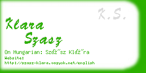 klara szasz business card